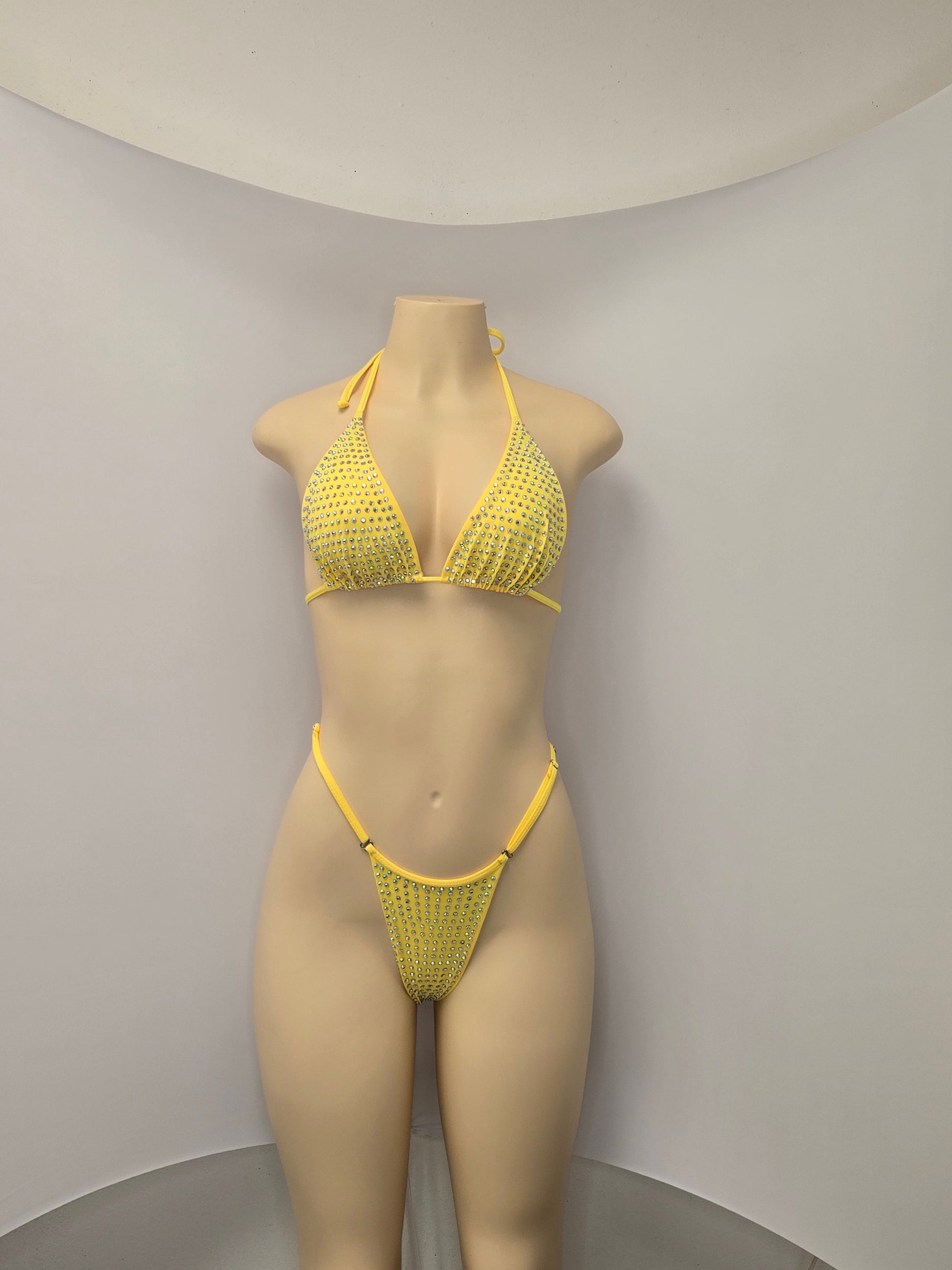 King Thong 1A1 Stripper Bikini Set Sisi with Stones – Neon Dancewear for Performers